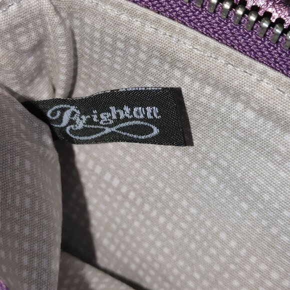 Brighton Pretty Tough Purple Studded Leather Wallet Card Slots Silver Tone Charm - Picture 7 of 12